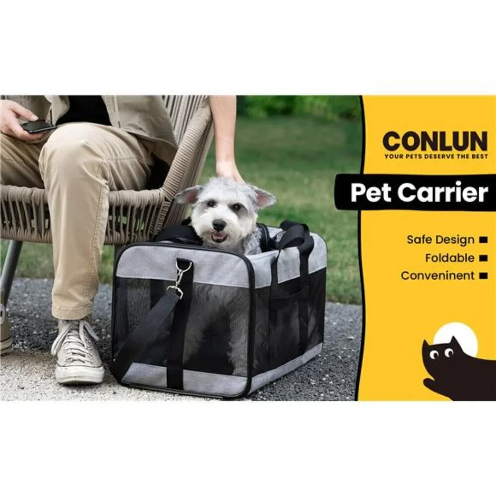 Large Cat Carrier,Foldable Pet Carrier with Soft-Sided and Safety